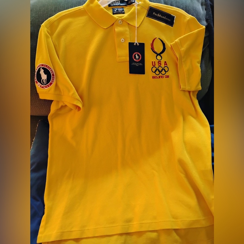 NWT Polo by Ralph Lauren Yellow 2008 Beijing Olympic Team Polo Shirt